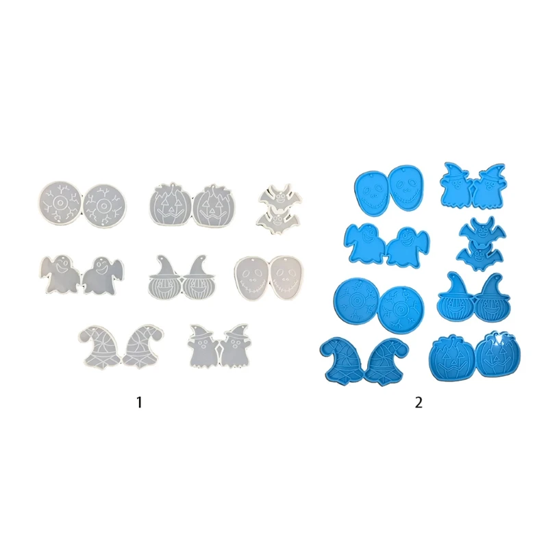 

8 Pcs/Set Halloween Earrings Epoxy Resin Mold Ear Drop Dangle Pendants Silicone Mould DIY Crafts Jewelry Necklace Mold