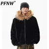 PFNW High Quality Fleece Hooded Quilted Padded Jackets Men's American High Street Warm Fur Collar Short Zipper Coat New CPG2408 1