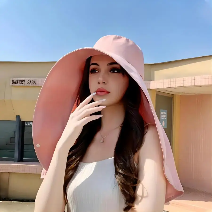1pc Stylish Wide Brim Shawl Sun Hat-UV Shield Protection for Elegant Summer Style-Perfect for Travel&Beach,Lightweight&Versatile
