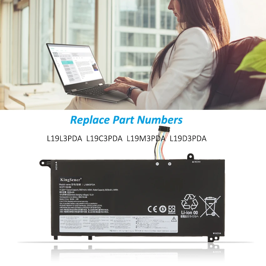 Kingsener-bateria do Portátil para Lenovo Thinkbook 14 15 g3 g2 K4e-are Itl L19c3pda L19m3pda L19d3pda L19d3pda 11.52v 3907mah - Imagem 5