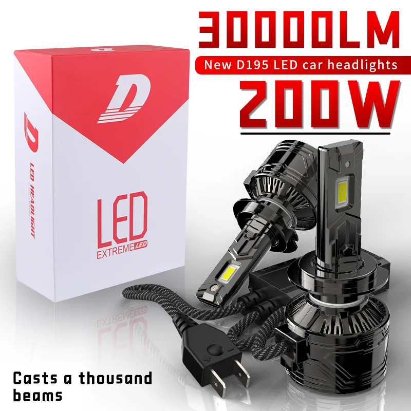 2pcs H7 LED Car Headlight Bulbs 30000LM H4 H1 H11 H8 H9 9005 9006 HB3 HB4 9012 200W Auto Lamp canbus 6000K white light With fan