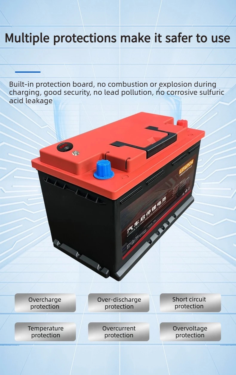 12V LiFePO4 Battery Start Stop Car Battery with Bluetooth APP Control AGM Replac