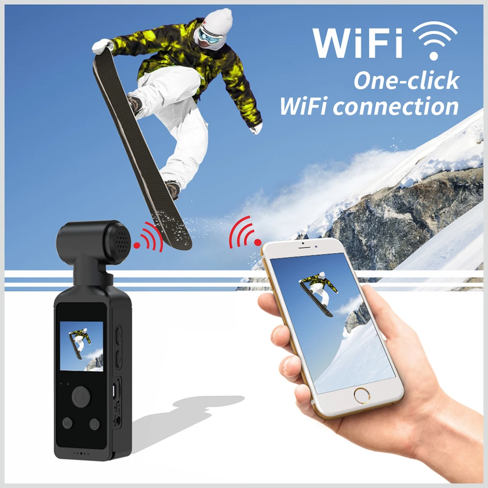 포켓 카메라 HD 액션 캠, 1.3 인치 HD LCD 화면, 270 ° 회전 가능, 와이파이 미니 스포츠 카메라, 헬멧용 방수 케이스 포함, 신제품