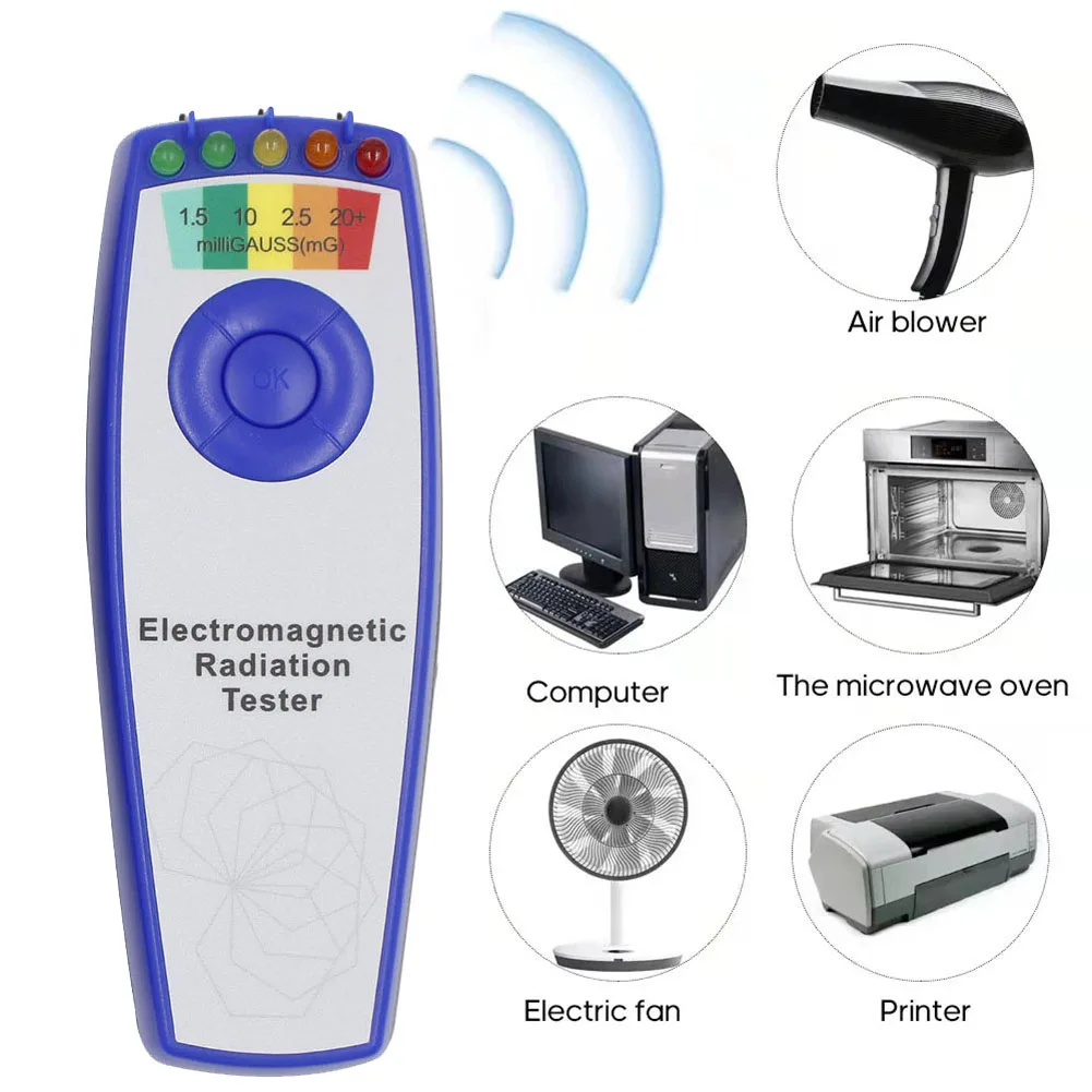 KII K2 Electromagnetic Field EMF Gauss Meter Ghost Hunting Detector Portable EMF Magnetic Field Detector 5 LED Gauss Meter