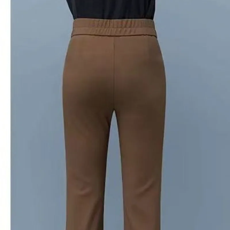 2023 Autumn and Winter Women's High Waist Patchwork Pockets Slim Solid Color Fashion Casual Elegant Commuter Micro Pull Pants