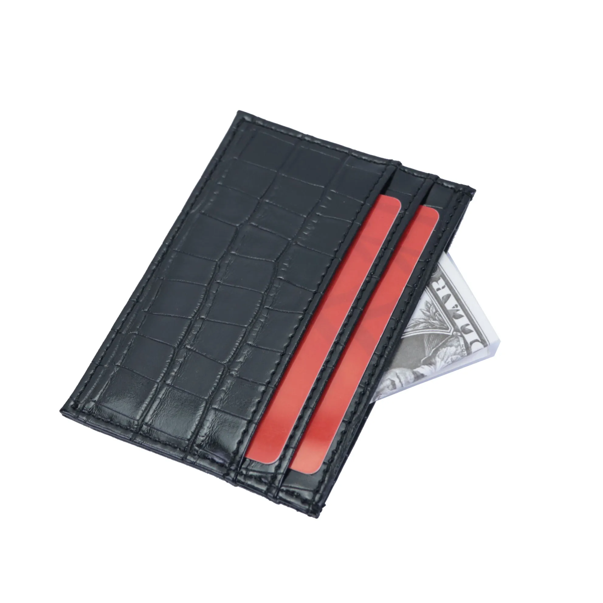 Slim RFID Blocking Crocodile Pattern PU Leather Credit Card Wallet ID Card Case