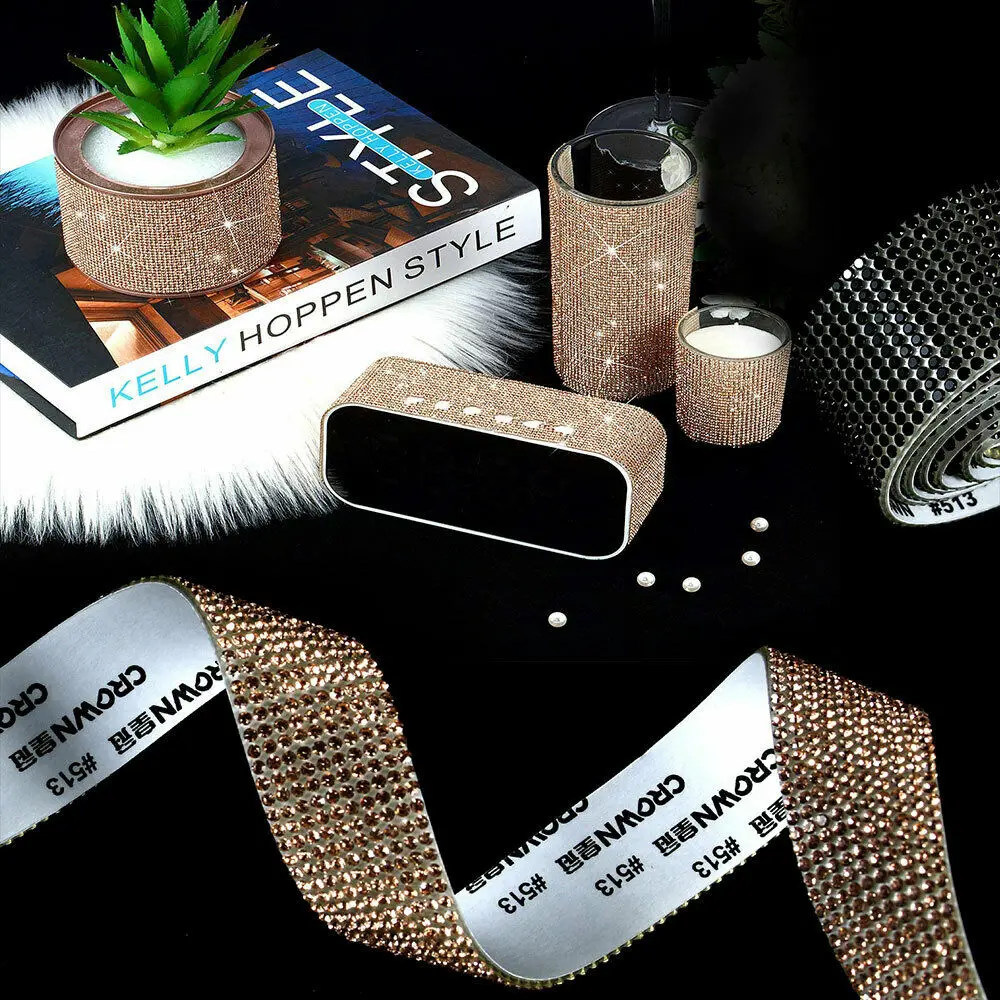 4 Rotoli Nastro Di Cristallo Autoadesivo, Strass Diamante Bling Autoadesivo Per Arti E Mestieri Oro 98785920
