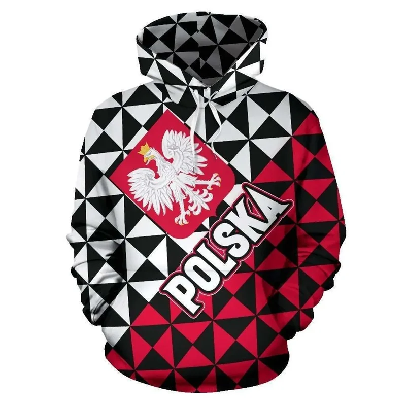 thumbnail image 1 of Sudadera con capucha con estampado 3D de la bandera polaca para hombre, sudadera con estampado de emblema nacional, sudadera informal de calle, sudaderas holgadas, camisetas de manga larga, 1 of 5