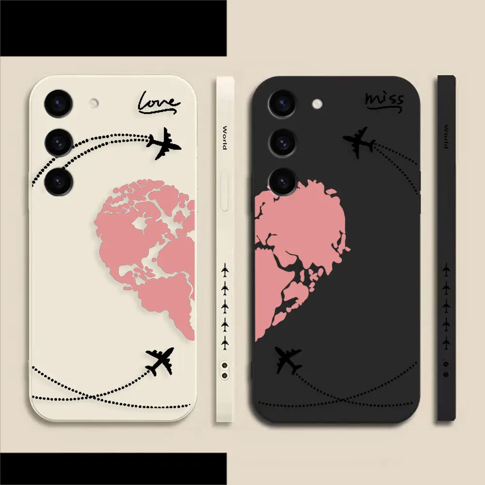 

World Map Travel Love Phone Case For Samsung S23 S22 S21 S20 FE S11 S11E S10 S10E S9 S30 Ultra Plus 4G 5G Case Fundas Shell Capa