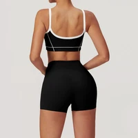 Yoga Set Women Sport Bra Gym Workout Legging High Waist Wide Flare Pant Fitness Sports Shorts Active Wear Suit - Image 3