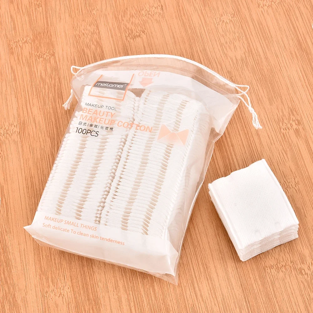 100pcs 3 Layer Makeup Cotton Pads Double Side Sealed Puff Nail Art Travel Package Cosmetic Remove Pads With Bag makeup cotton pads
