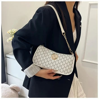 Borsa a Spalla Trendy da Donna con Decorazione a Cintura, Borsa Retrò Sottobraccio per il Pendolarismo