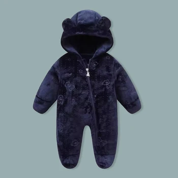 AYNIGIELL-جمبسوت بغطاء رأس للفتيات والأولاد حديثي الولادة ، بدلة زحف قطنية كرتونية ، ملابس دافئة ، خريف وشتاء 4
