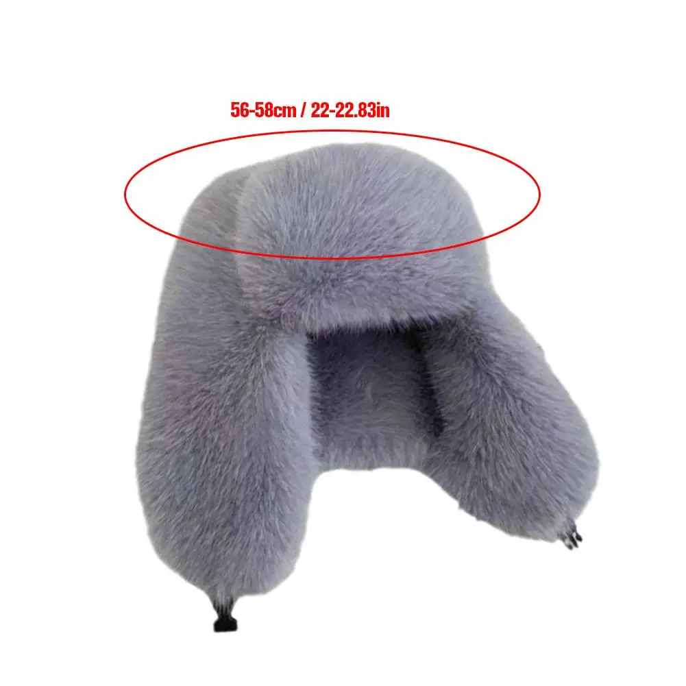 Winter-Bombermütze aus Kunstfell für Damen und Herren, winddicht, warm, Ohrenschützer, winddicht, Ohrenklappenkappe, verdickte Kappen, Gehörschutz-Hüte – Detail 21