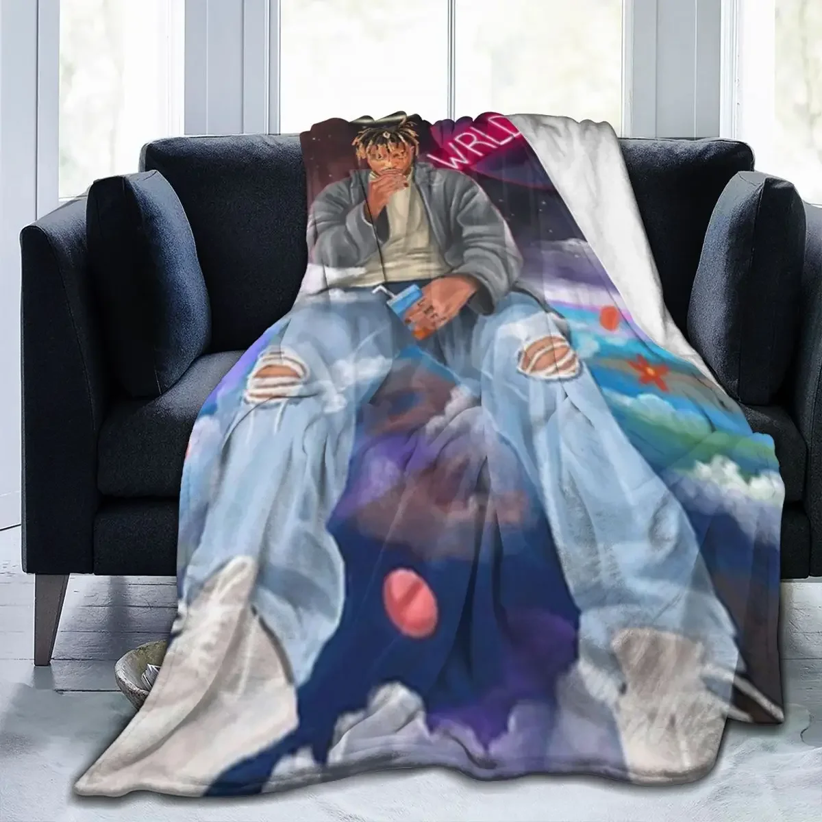 Juice Wrld Flannel Blanket Rapper Freestyle Colorful Super Warm Throw Blanket for Chair Sofa Bed Picnic Bedspread Sofa Bed Cover 3