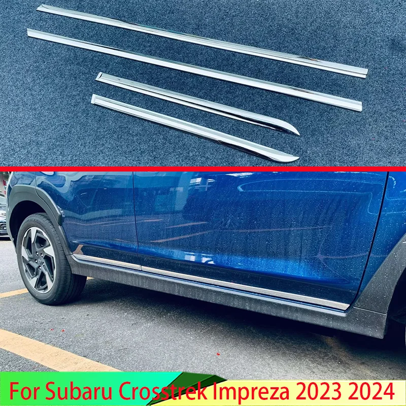 

For Subaru Crosstrek Impreza 2023 2024 Car Accessories ABS Chrome Side Door Body Molding Moulding Trim