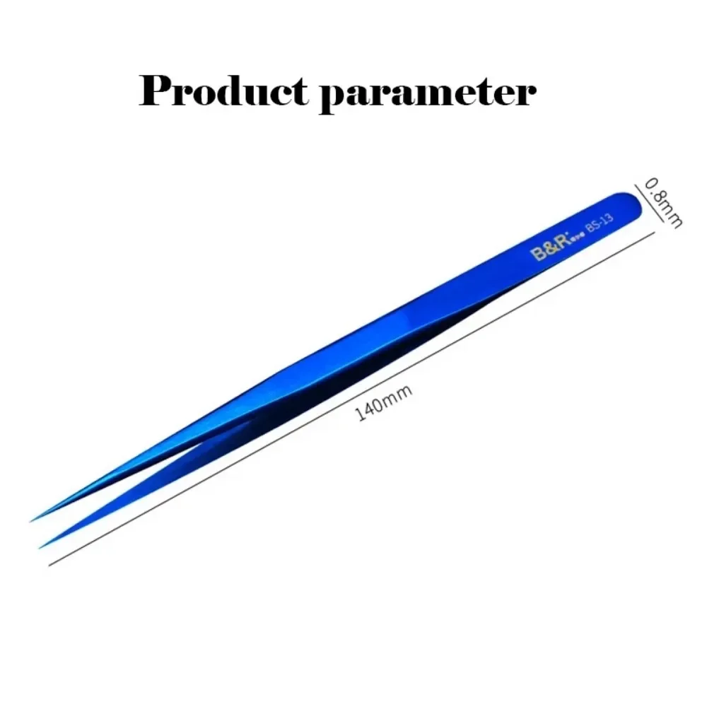 B&R BS-13 Slim Sharp Precision Tweezers Stainless Steel Straight Tip Tweezers For Phone Mainboard Professional Repair Tools