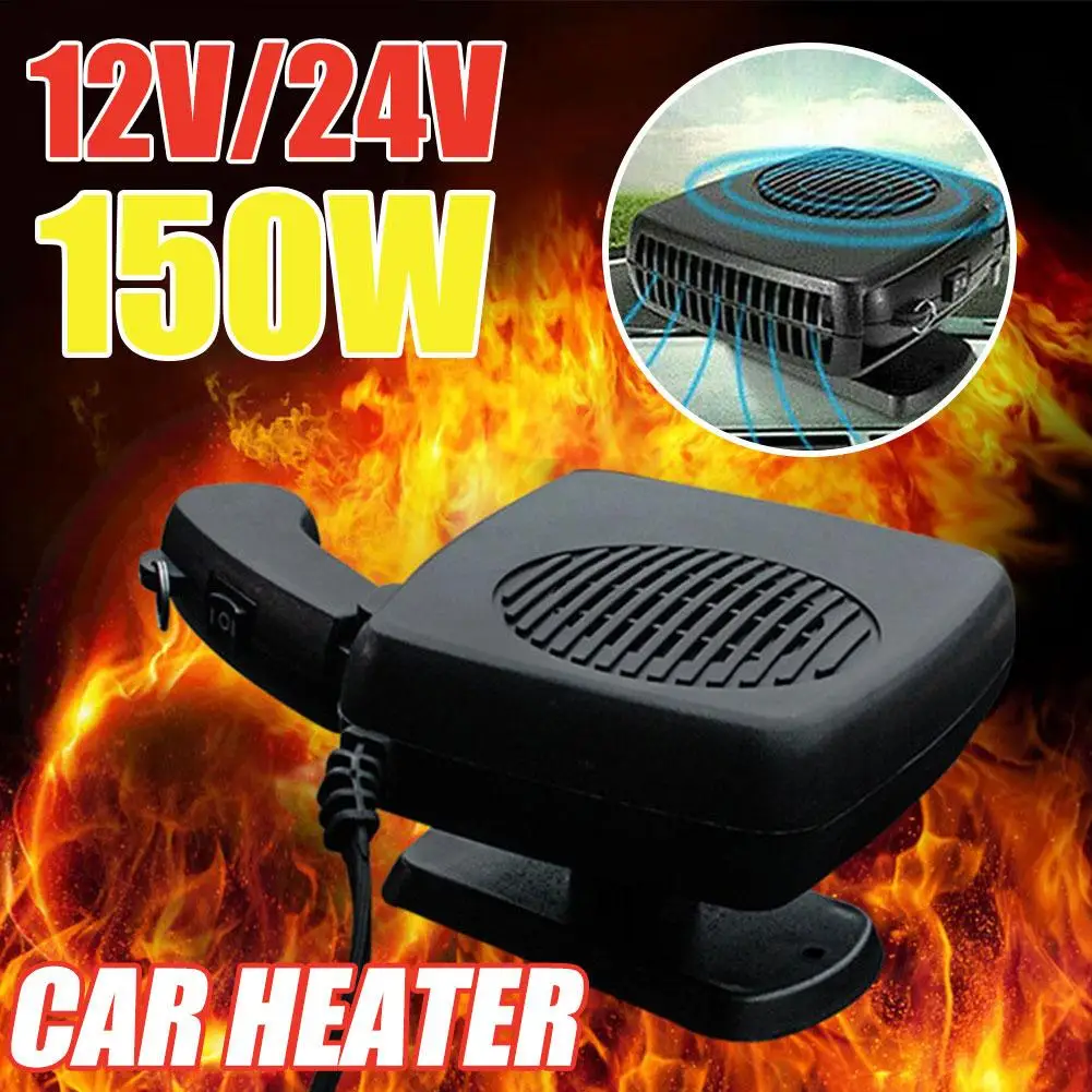 Ventilateur portable 200 W 12 V/24 V 2 en 1 Chauffage électrique pour pare-brise de voiture Anti-buée Chauffage Dégivrage_voghion.com