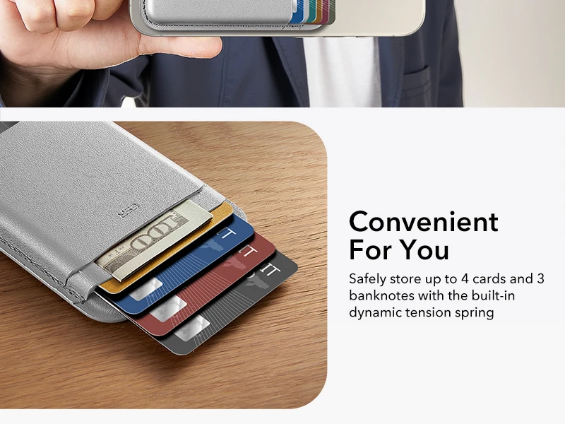 Diseño ergonómico de la MagSafe Wallet Boost ESR para uso diario