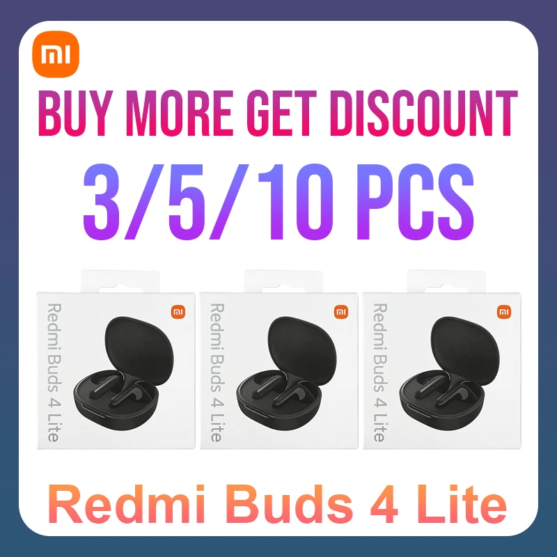 3/5/10 Pcs Xiaomi Redmi Buds Lite TWS Bluetooth Earphones Long