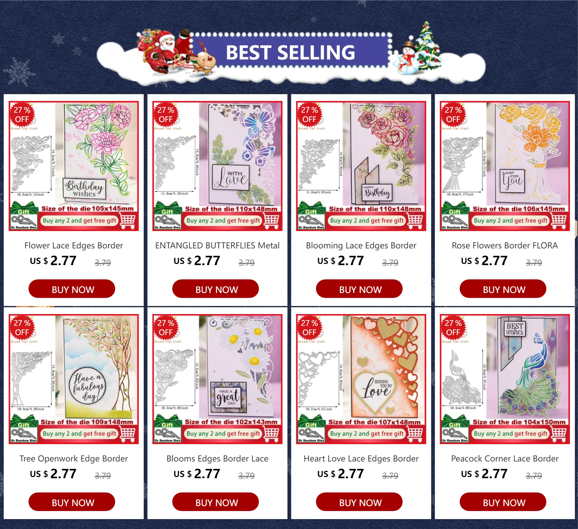 Description Picture 6 of itemDreamcat Three Edge’able Lace Borders Paper Cut Metal Cutting Dies New Diy Emboss Stencil Scrapbooking Dies For Card Making 2023