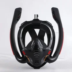 Enhanced Panoramic Full Face Snorkel Mask with Anti-Fog and Anti-Leak Technology - L/XL (Black Black)