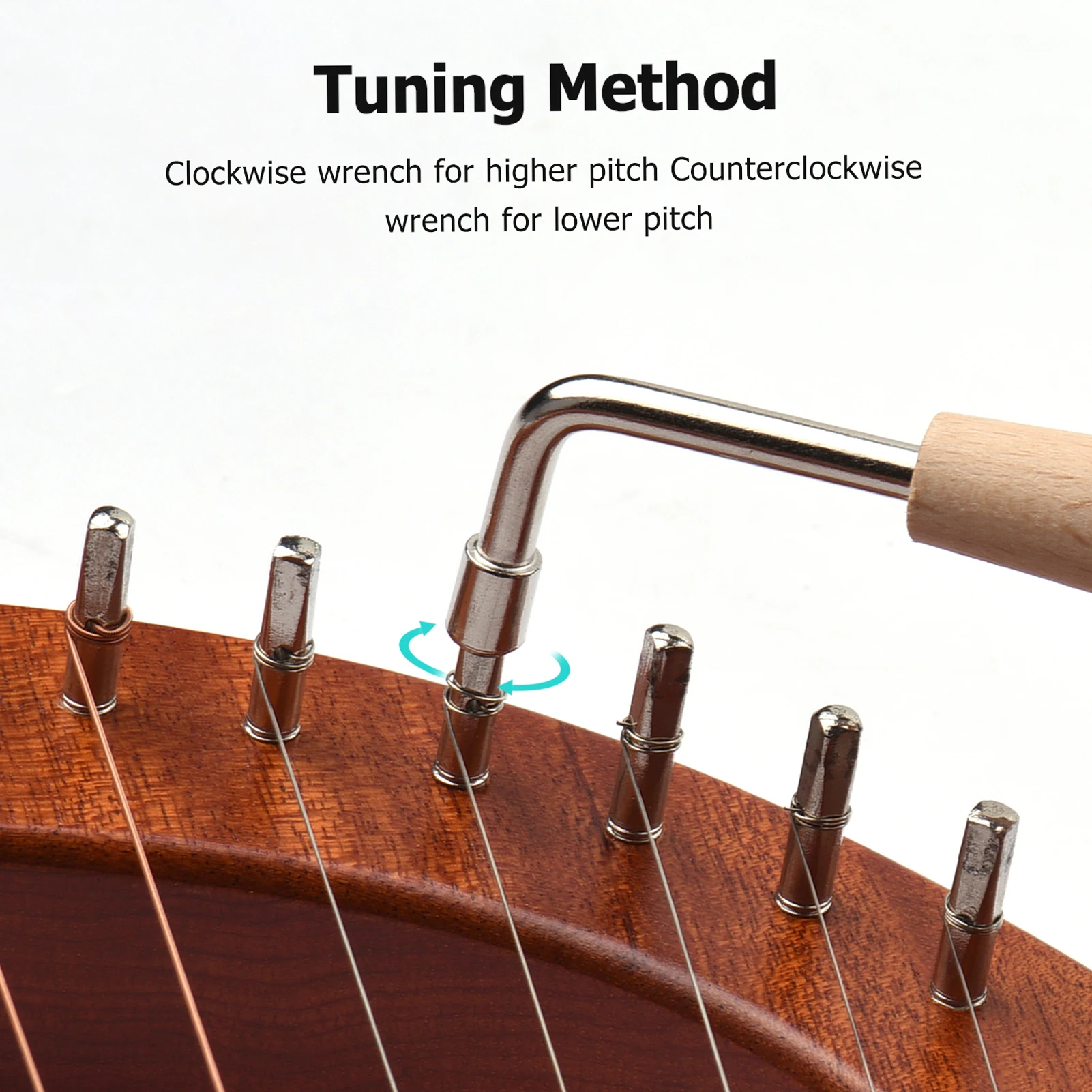 WH-16 C Tone16-String Wooden Lyre Harp Metal Strings Solid Wood String Instrument with Carry Bag Tuning Wrench Cleaning Spare