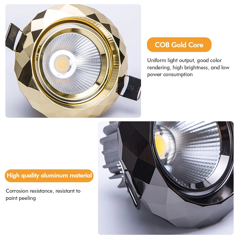 LED Recessed Downlight 7W 5W 85V-265V Dimmable Ceiling Spot Lamp for Home Kitchen Living Room Bedroom Decor Lighting