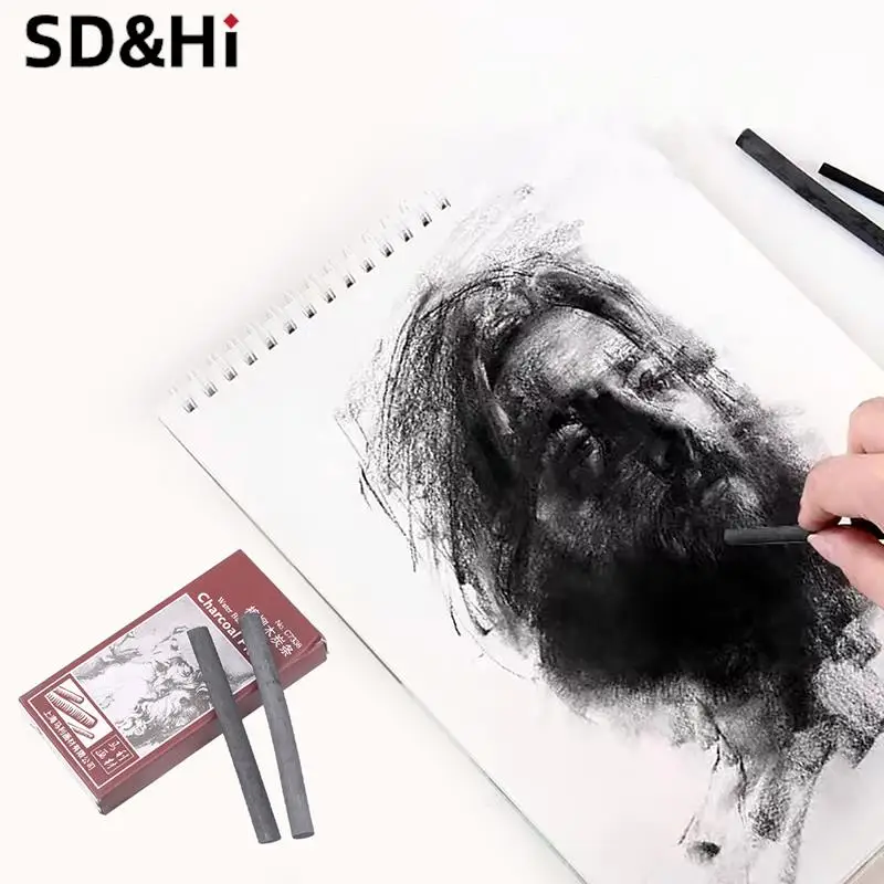 8 Pçs/pacote Profissão Lápis Esboço Desenho Willow Carvão Bar Artista Arte Giz De Lápis Pintura Desenho Suprimentos Papelaria Suprimentos