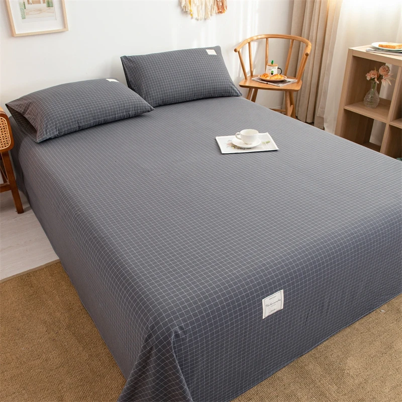 210x230cm Polyester Cotton Bed Sheet Skin-friendly Soft Jacquard Washed Cotton Coarse Cloth Cotton Bedsheet