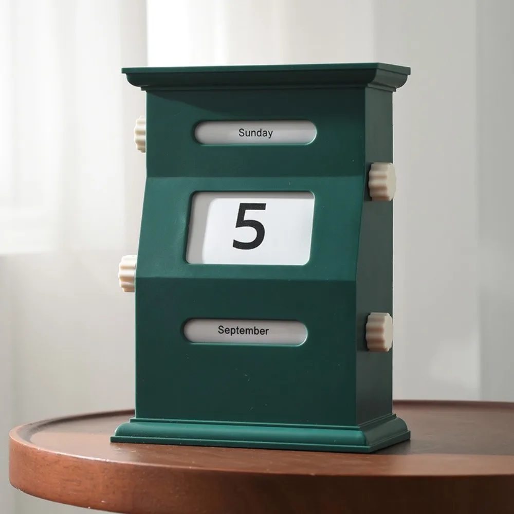 내구성이 뛰어난 빈티지 영구 책상 달력 회전식 책상 날짜 표시 블록 달력 플라스틱 라이트 럭셔리 데스크탑 달력 사무실용