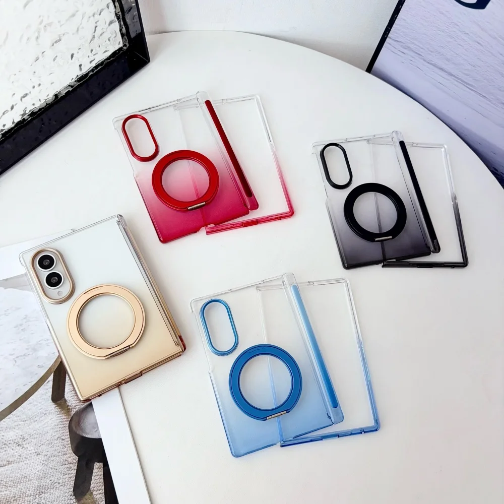 Transparent Gradient Magnetic Case with Rotating Bracket - Magsafe Compatible, PC Hard Cover
