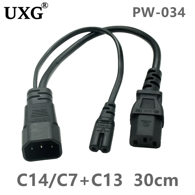 C14 to Dual C13 Y-Splitter Power Cord Adapter - Efficient Power Distribution Solution for Your Devices. Description Image.This Product Can Be Found With The Tag Names Computer Cables Connecting, Computer Peripherals, PC Hardware Cables Adapters
