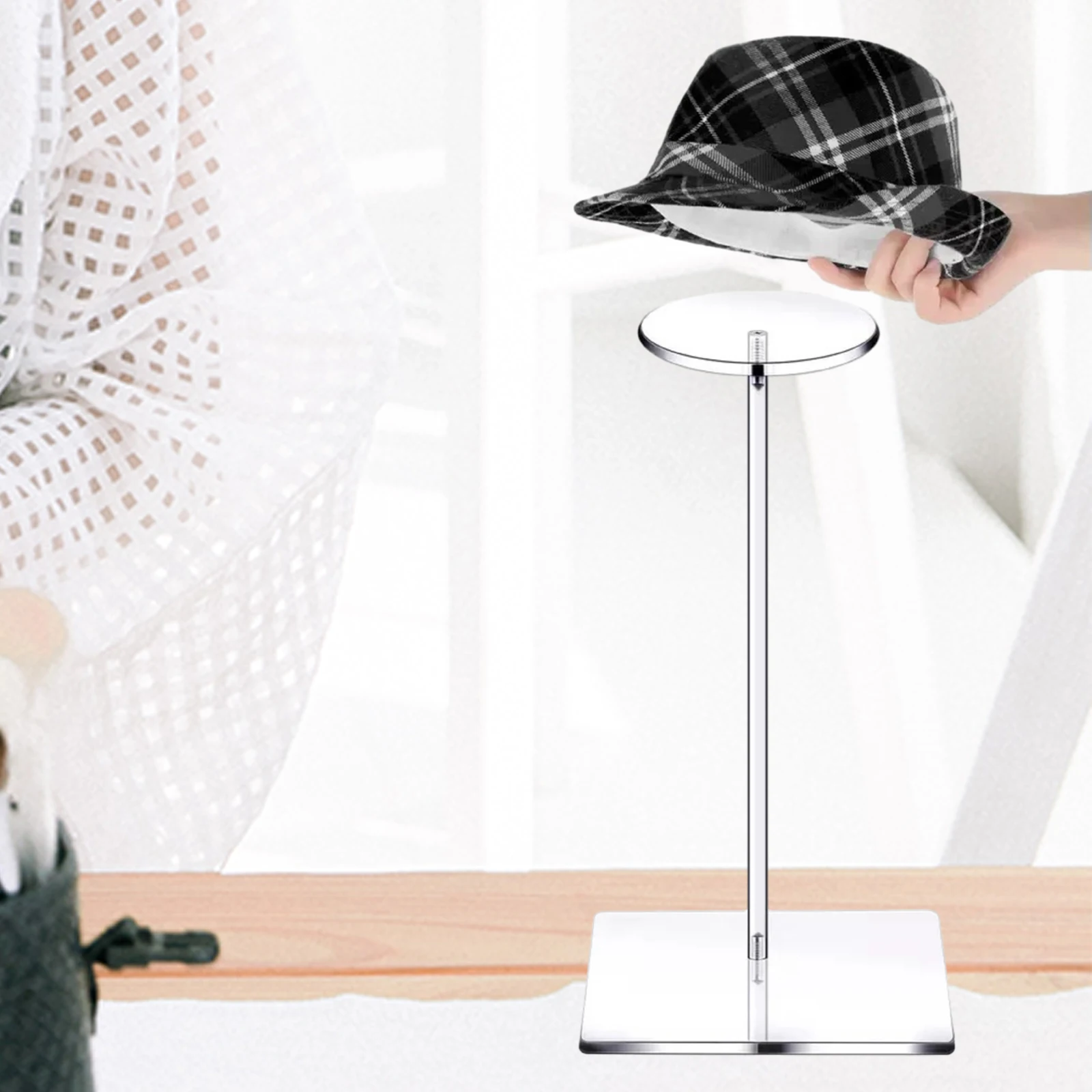 Acrylic Hat Stand Wig Display Rack Clear Hat Holder Organizer Wig Holder Round Acrylic Risers for Watch Display Jewelry Shop wig stand wig stand holder wig storage stand