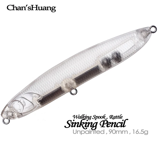 Chan'sHuang 20PCS Unpainted Blanks Bait 90mm 16g Sinking Rattle Pencil  Walking Spook DIY Handmade Artificial Fishing Lure Tackle - AliExpress