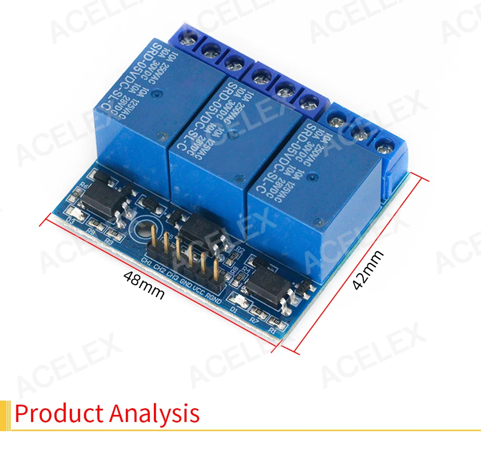 3-Channel Relay Module With Optocouple​r Isolation Compatible 3.3V 5V Signal N 