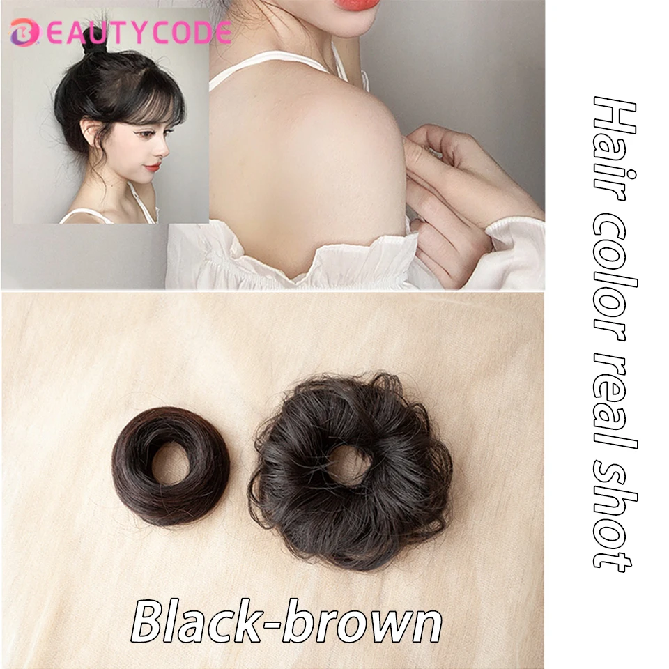 BEAUTYCODE Ladies Elastic Straight Synthetic Hairpieces Scrunchie Wrap For Hair Bun wrap Donut Chignon Accessories