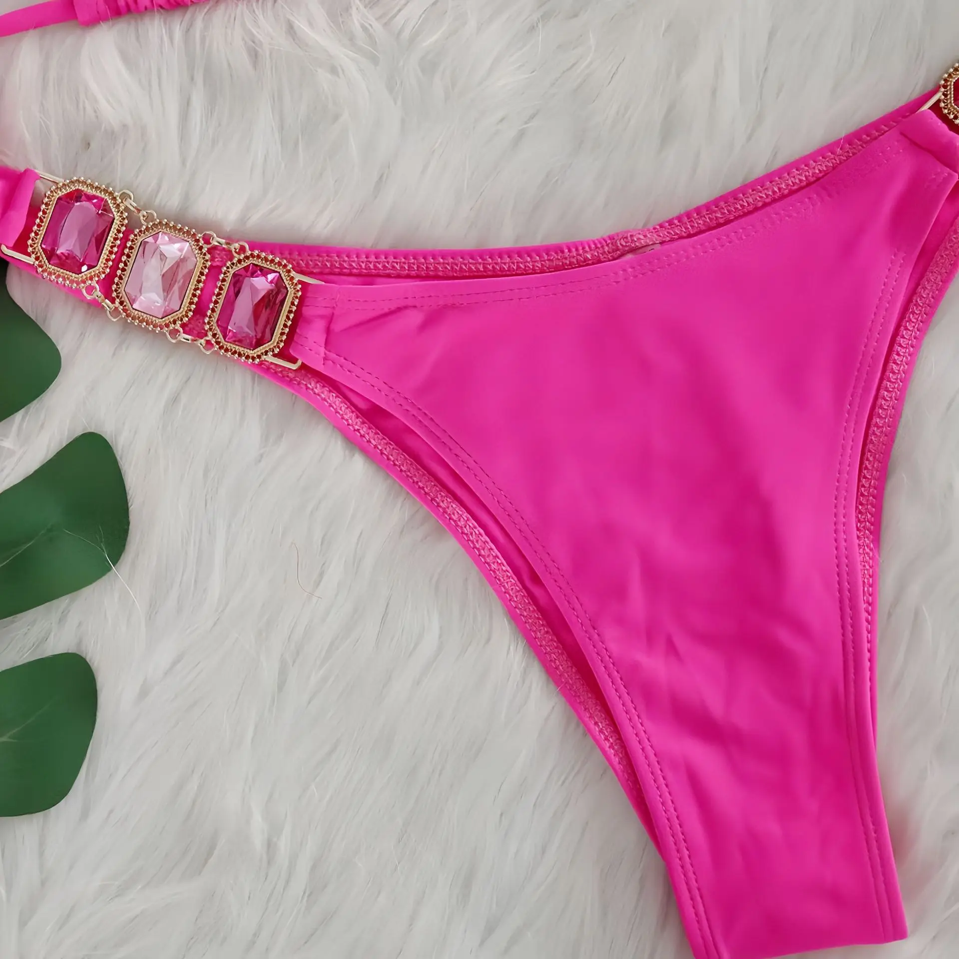 Rhinestone String Bikini - Womens Sexy 2 Piece Swimsuit for Beach Vacation