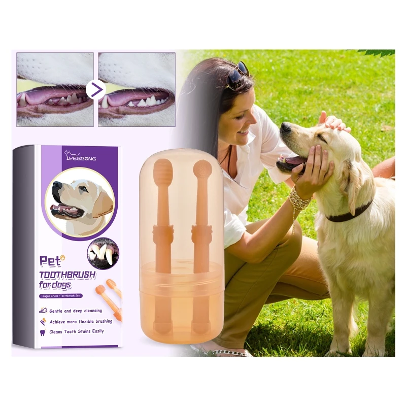 

Soft Bristle Pet Toothbrush Tongue Scraper Dog Dental Cleaning Kits Toothbrushes