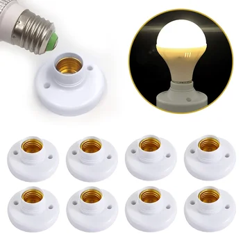 나사 캡 소켓 흰색 천장 조명 램프 전구 고정 베이스 스탠드 전구 거치대, 나선형 LED 전구 베이스, E27, 로트당 8 개