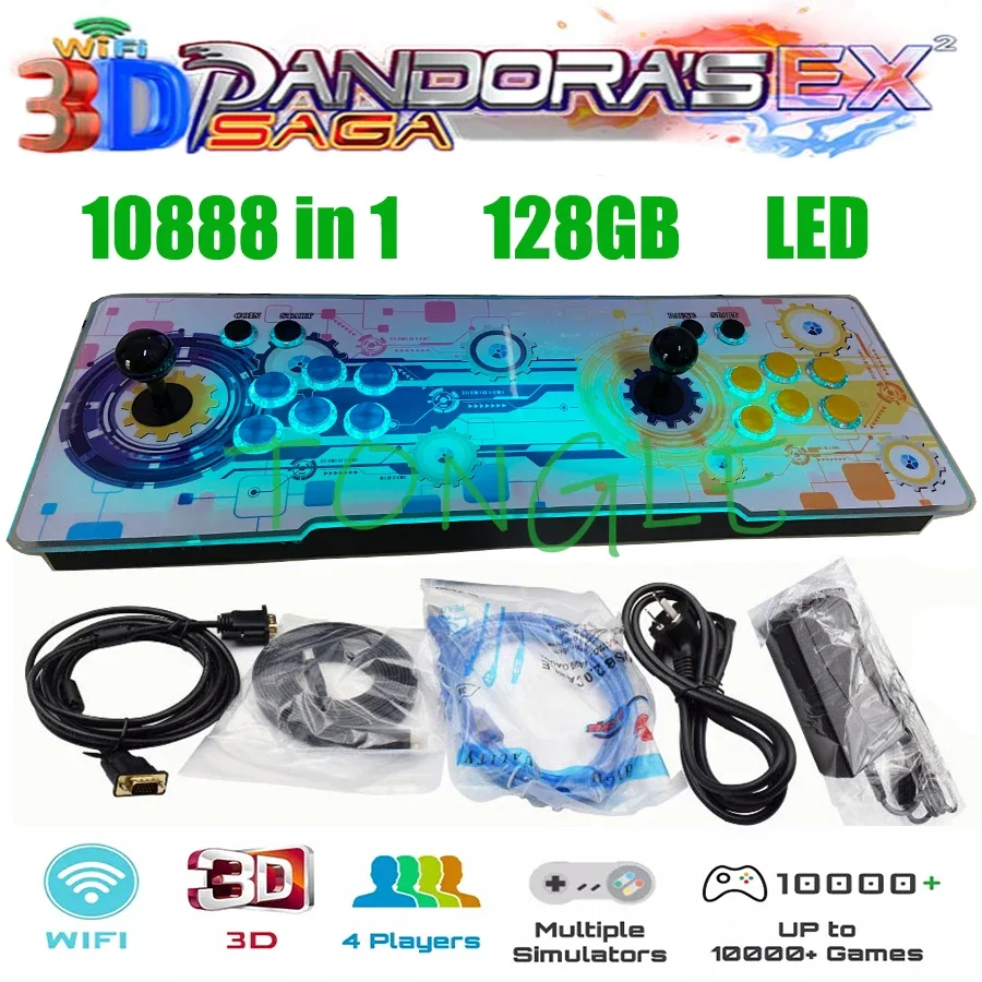 

3D Pandora Saga EX WIFI 8000 10888 in 1 Save Function Multiplayer Joysticks Arcade Box Retro Game LED Console Cabinet 4 Players