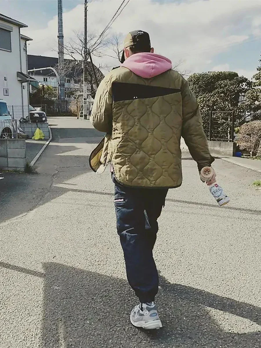 DESCENDANT  Japan 19AW Military Style Embroidered Cotton Detachable Inner Liner Tank Jacket Loose Collarless Coat New