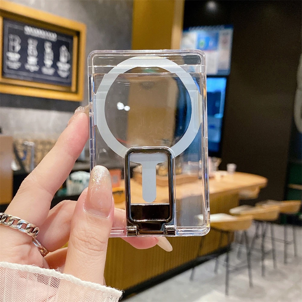 Magnetic Clear Wallet Card Holder with Magnet Slot Cover