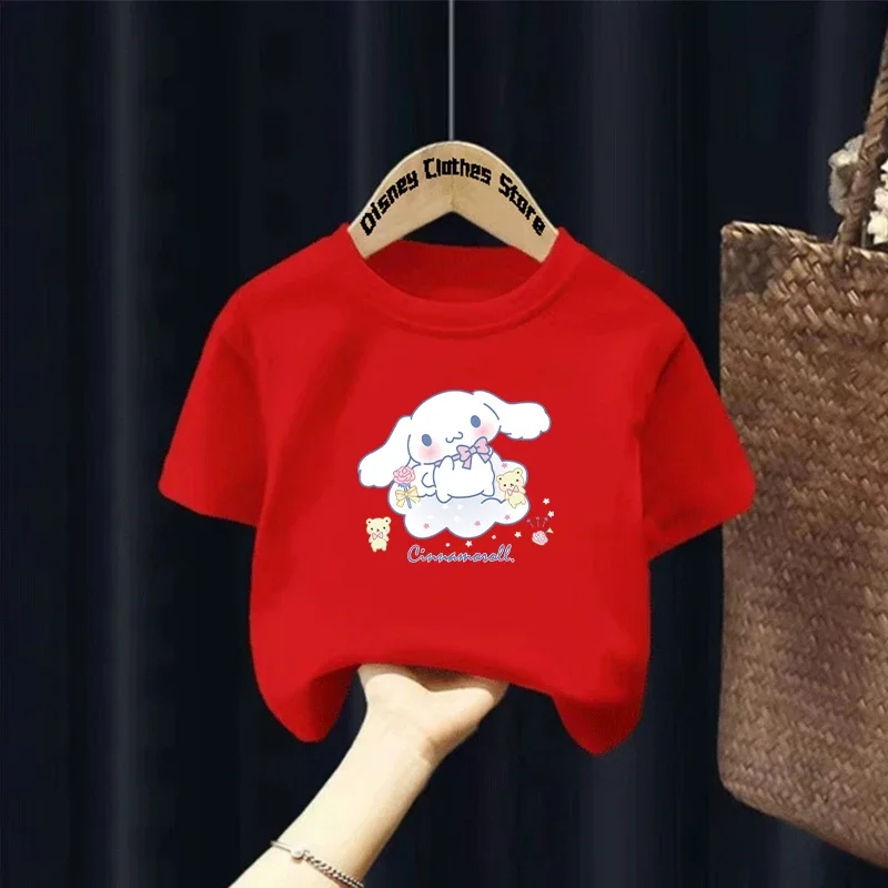 2024 Kids T-shirt cartoon printed graffiti Sanrio Laurel Dog Summer Boys and Girls Sports T-shirt top pants Multi-colored 2