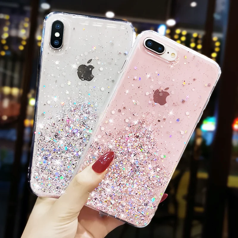 Luxury Gradient Glitter Star Soft Clear TPU Phone Case