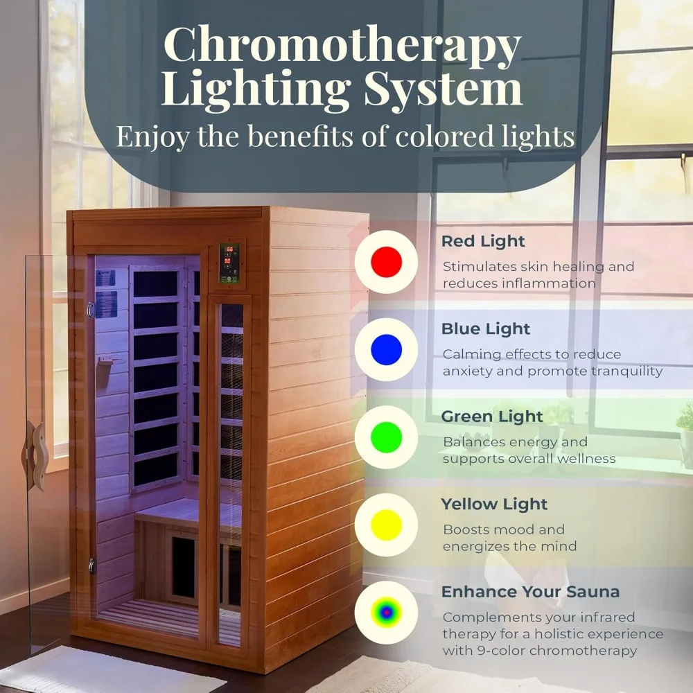 Dynamic Saunas Home Sauna with Infrared Lighting for up to 2 People, Saunas for home,  portable sauna room 6
