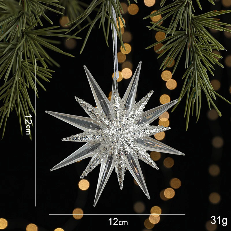 thumbnail image 1 of Adornos navideños de cristal para decorar árboles: adornos de carámbanos de ciervo acrílicos colgantes con colgantes en forma de gota, accesorios para fiestas en el hogar, 1 of 5