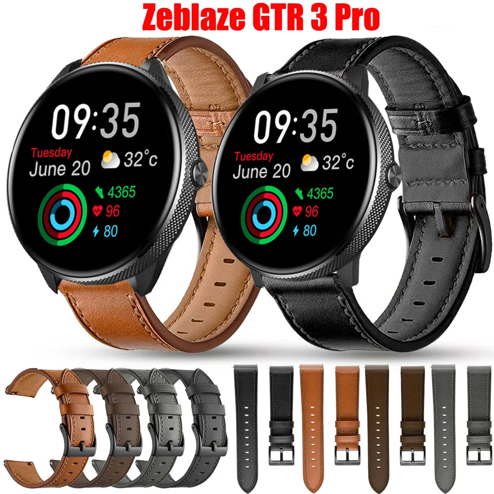 

22mm Leather Strap Watchband for Zeblaze GTR 3 Pro Smart Wriststrap Quick Releas Bracelet for Zeblaze GTR3 Pro Watch Accessories