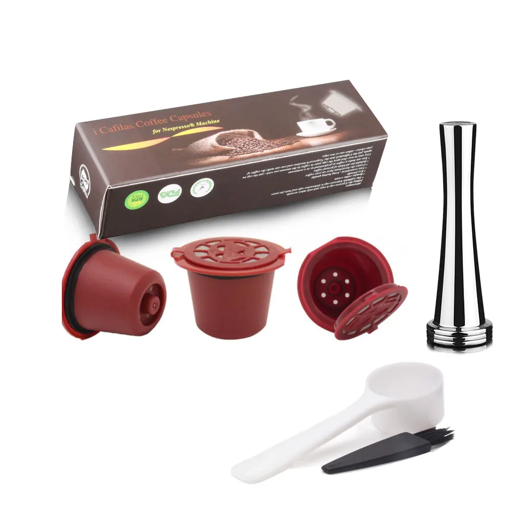 Eco-Friendly Reusable Coffee Capsule with Stainless Steel Filter and Tamper Accessories