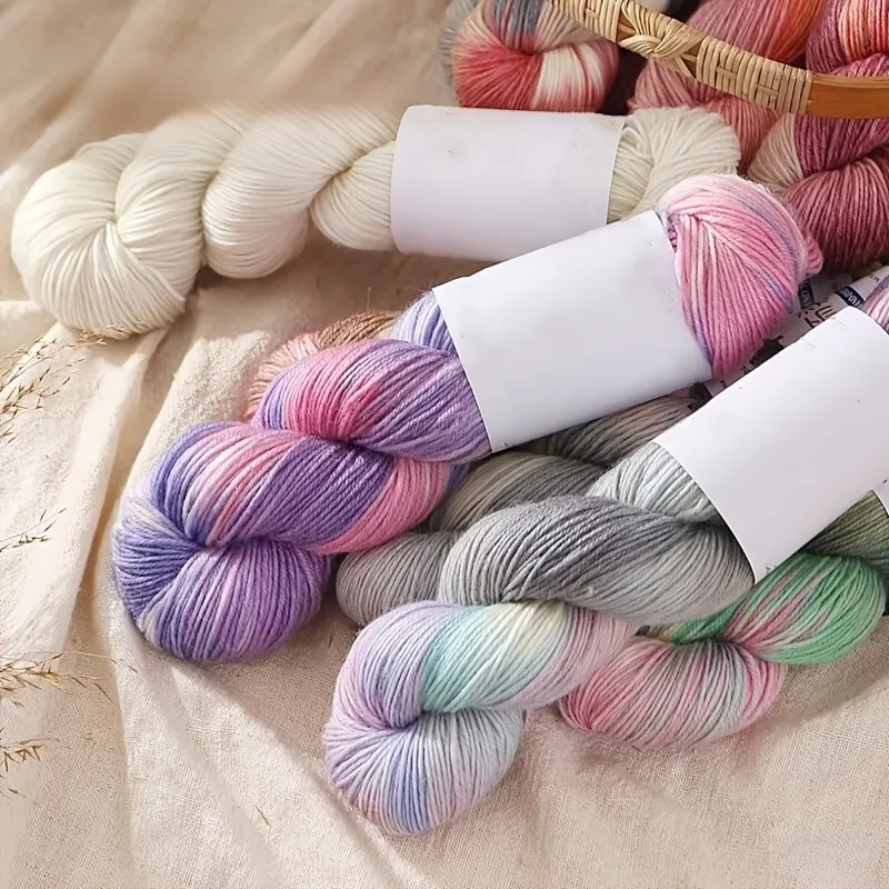 3PCS 300g Set Gradient Hand-Dyed Wool Blend Yarn for DIY Knitting Scarves Sweaters 270Meter/Roll Rainbow Magic Ball Yarn 6